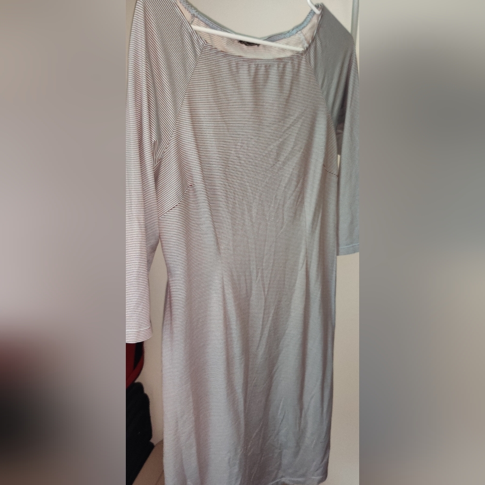 J. McLaughlin Brown And Blue Catalina Cloth Stripe Dress Size M